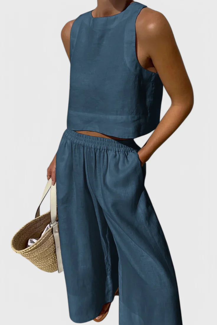 Avelina · Conjunto minimalista en algodón y lino liviano