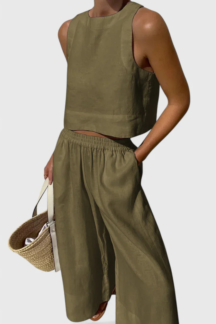 Avelina · Conjunto minimalista en algodón y lino liviano