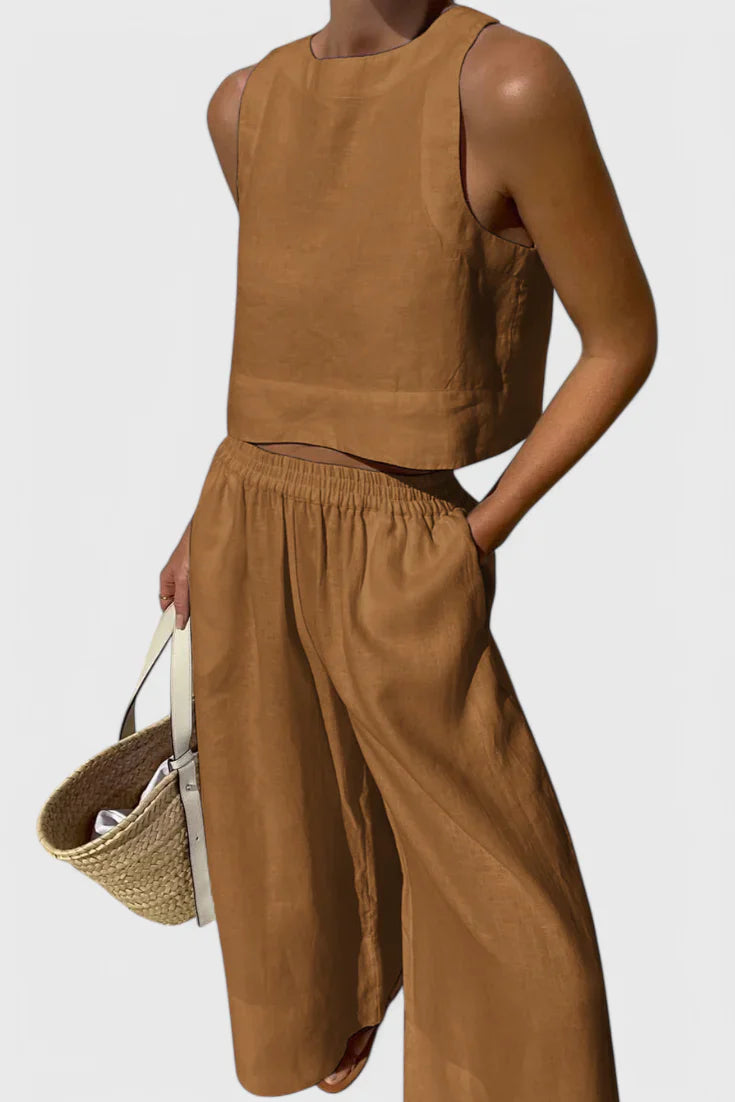 Avelina · Conjunto minimalista en algodón y lino liviano