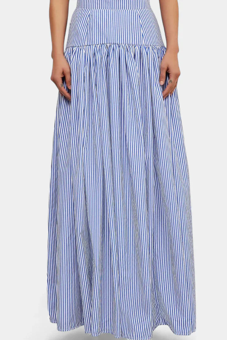 Ippolita · Conjunto de elegancia clásica con camisa a rayas y falda plisada