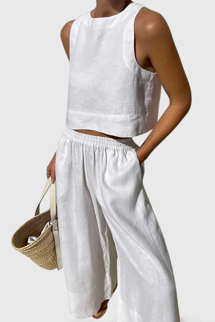 Avelina · Conjunto minimalista en algodón y lino liviano