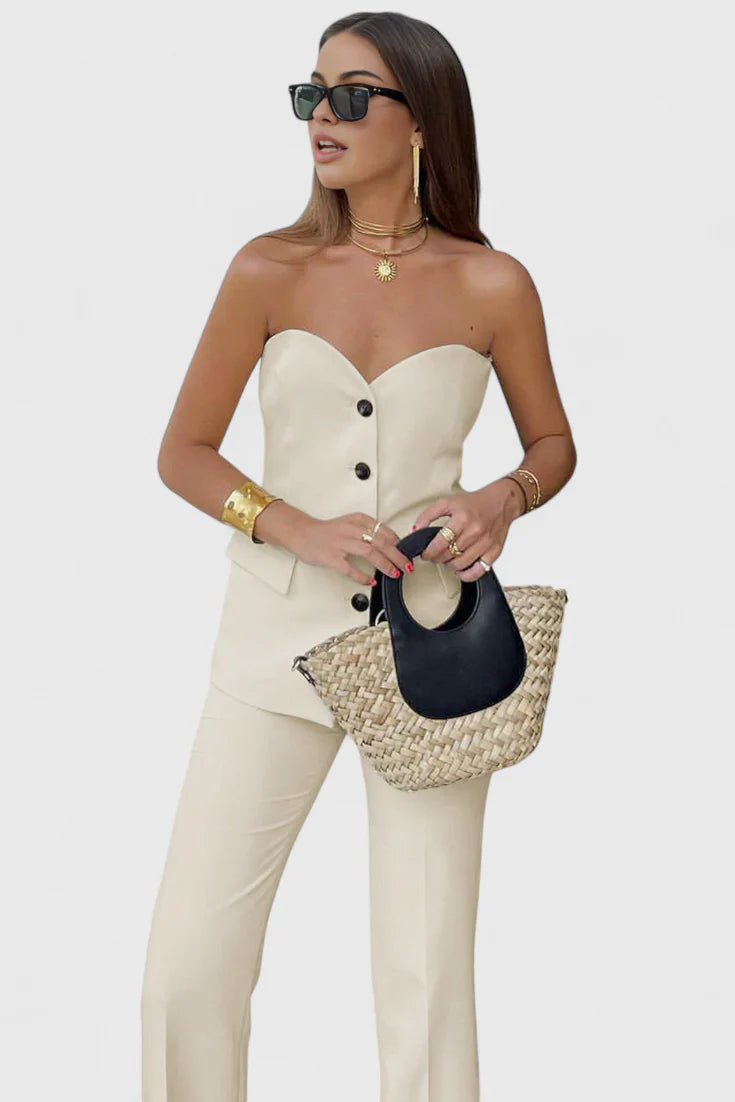 Paesha · Conjunto de dos piezas sin mangas y de pierna ancha