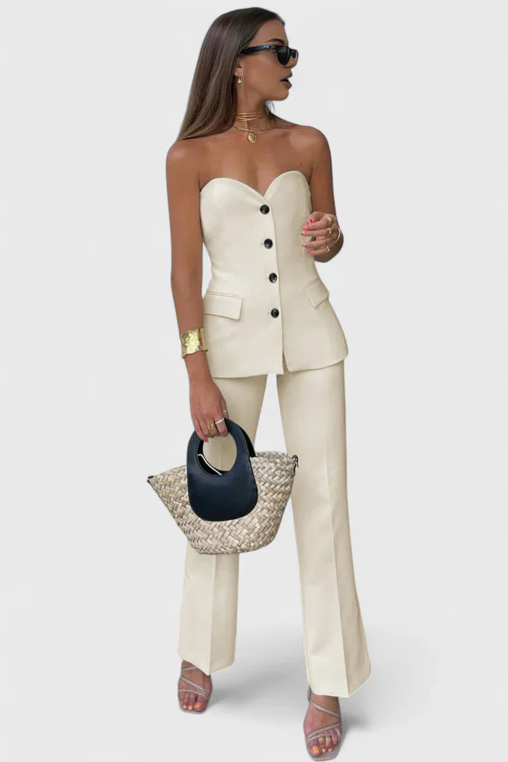 Paesha · Conjunto de dos piezas sin mangas y de pierna ancha