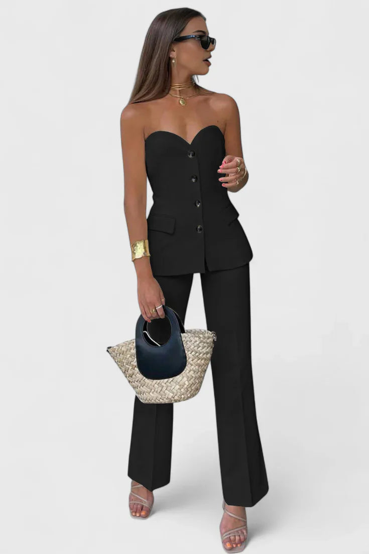 Paesha · Conjunto de dos piezas sin mangas y de pierna ancha