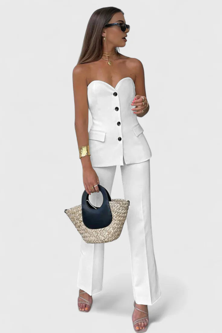 Paesha · Conjunto de dos piezas sin mangas y de pierna ancha