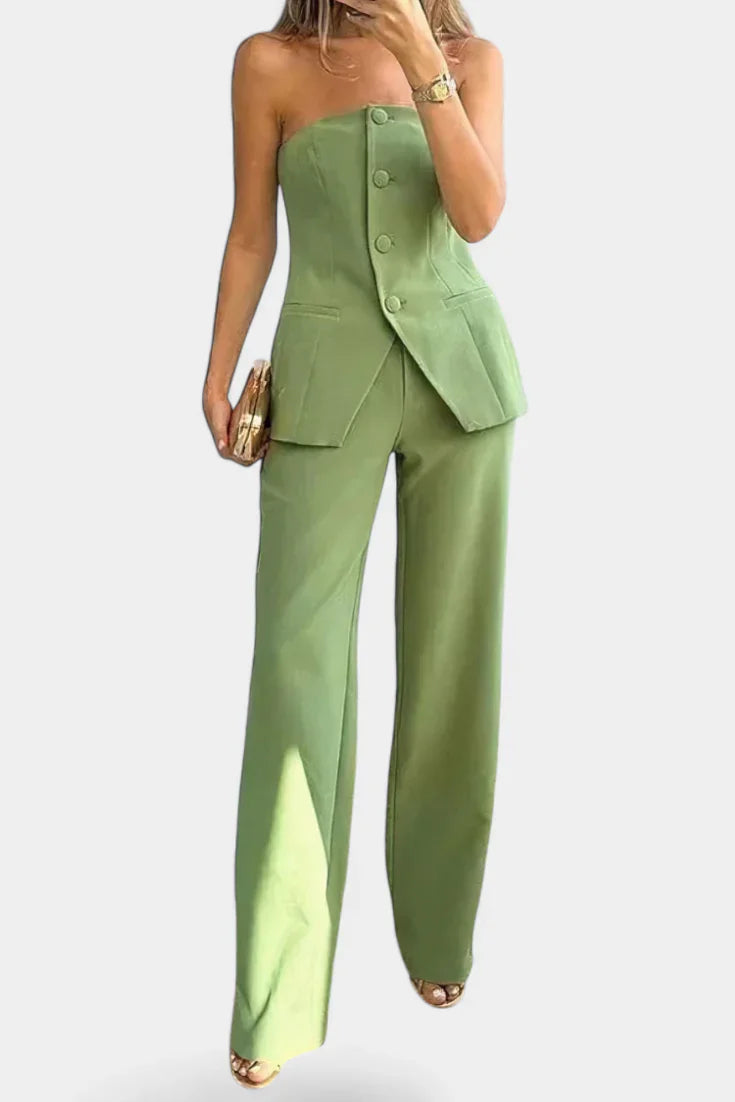 Ekaterina · Conjunto minimalista con top tubo y pantalón amplio