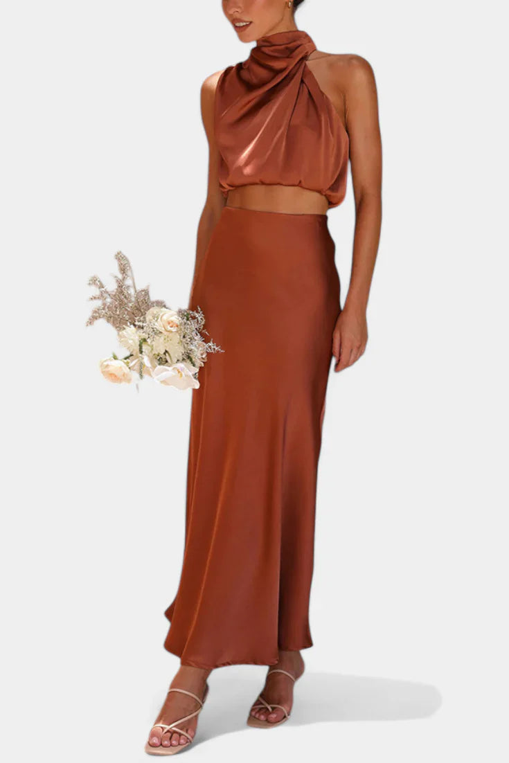 Hanna · Conjunto drapeado con falda y espalda descubierta
