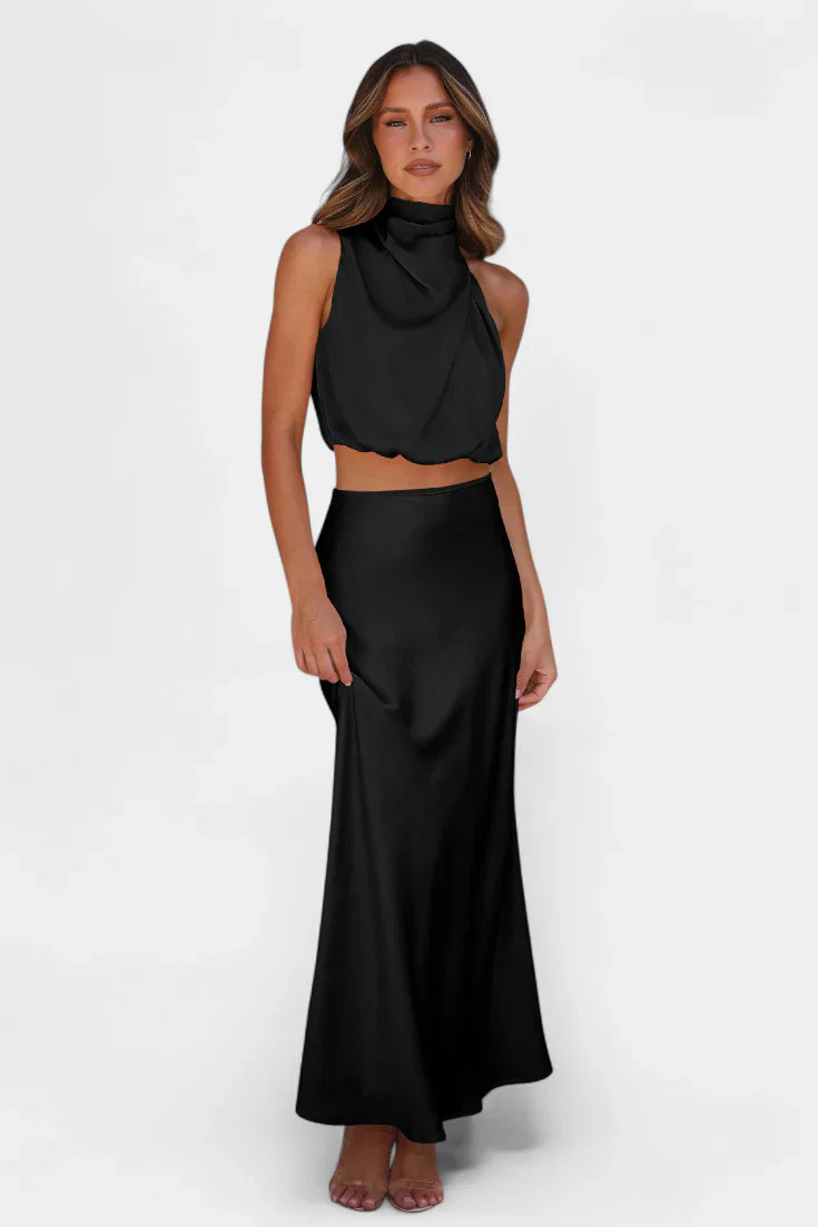 Hanna · Conjunto drapeado con falda y espalda descubierta