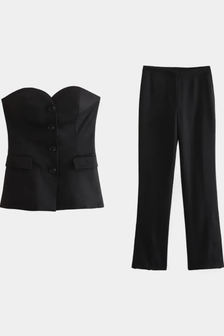 Paesha · Conjunto de dos piezas sin mangas y de pierna ancha