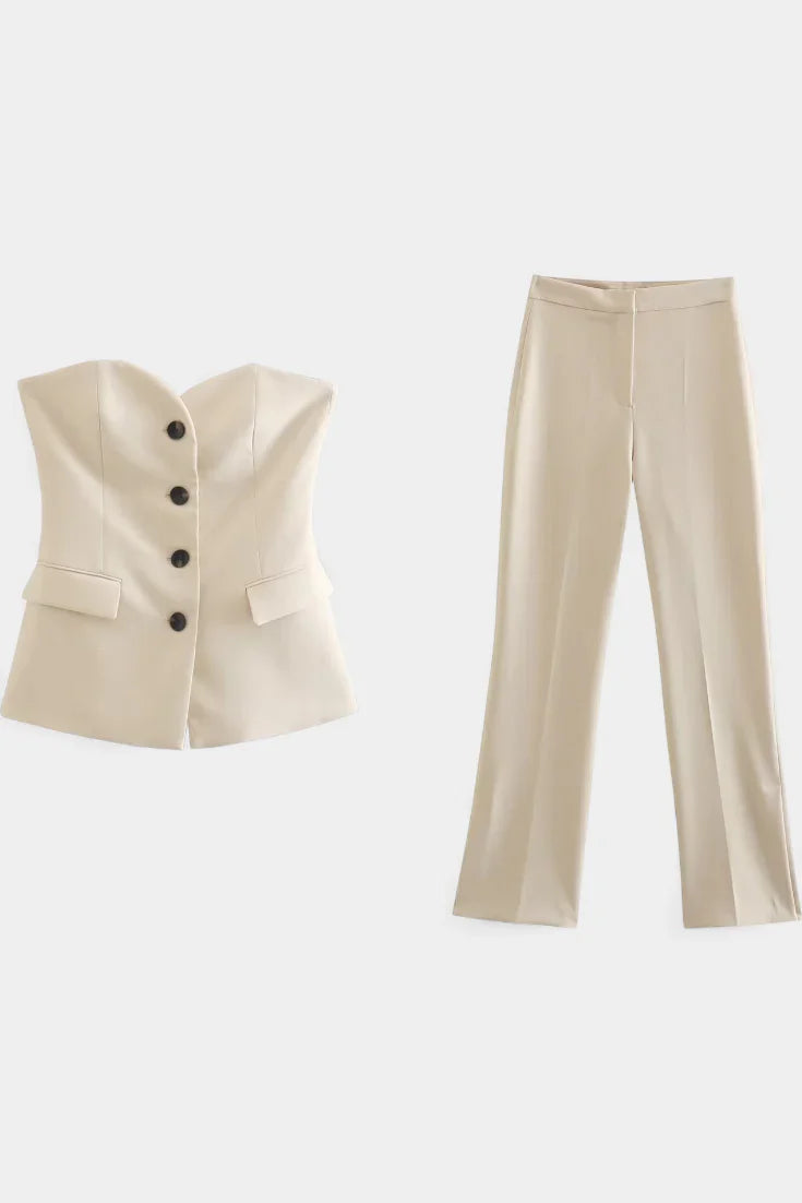 Paesha · Conjunto de dos piezas sin mangas y de pierna ancha