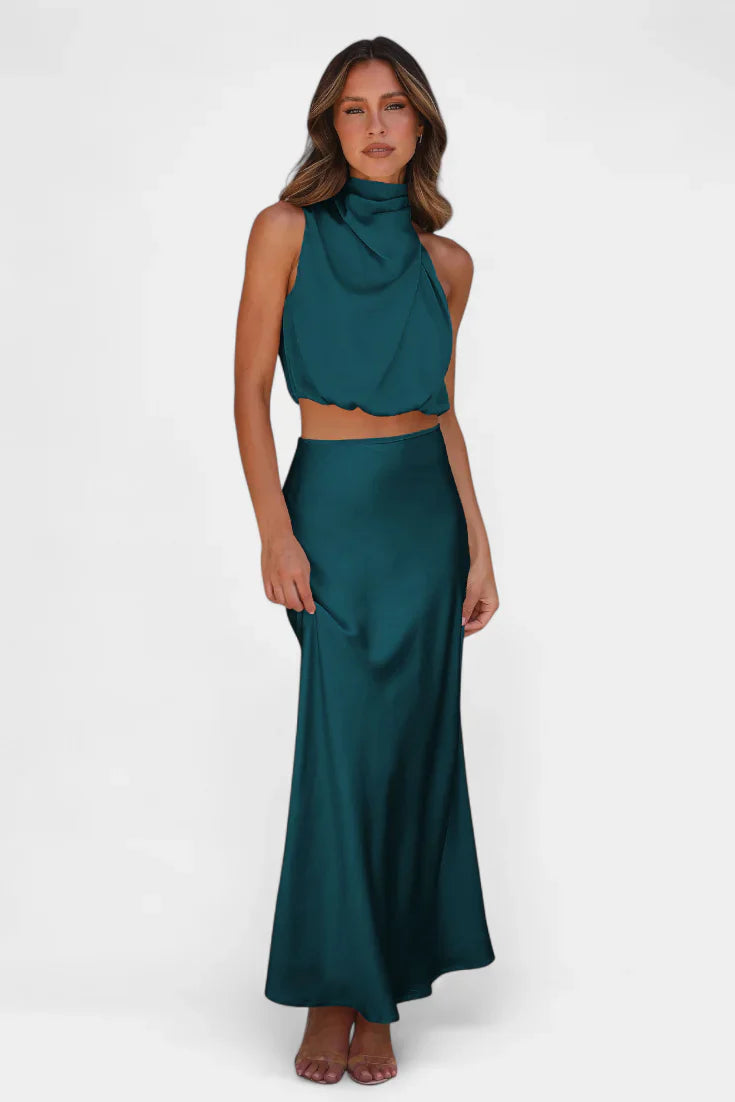 Hanna · Conjunto drapeado con falda y espalda descubierta