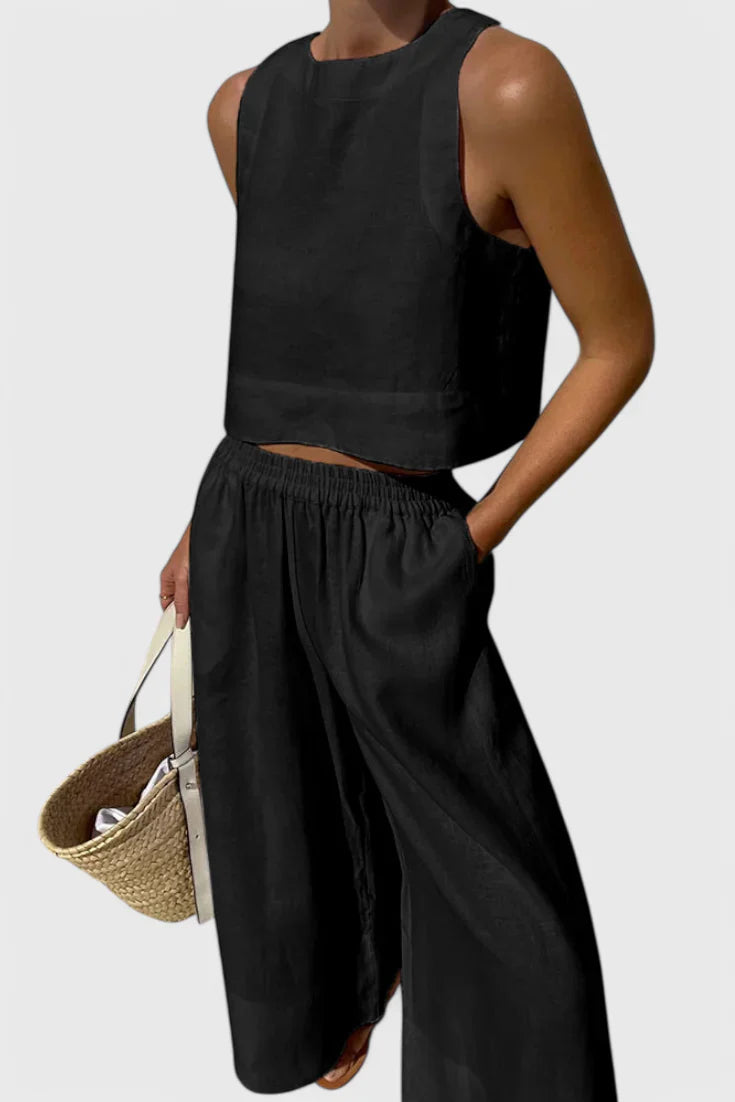 Avelina · Conjunto minimalista en algodón y lino liviano