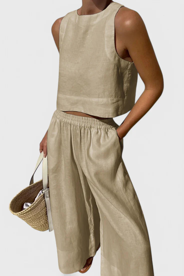 Avelina · Conjunto minimalista en algodón y lino liviano