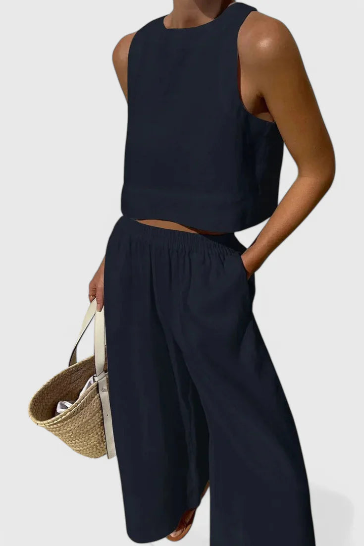 Avelina · Conjunto minimalista en algodón y lino liviano