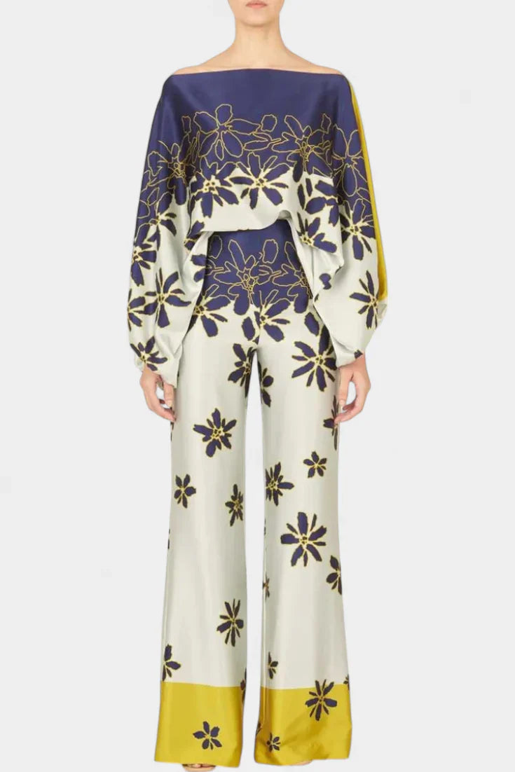 Sybella · Conjunto boho con hombros descubiertos y pantalones amplios