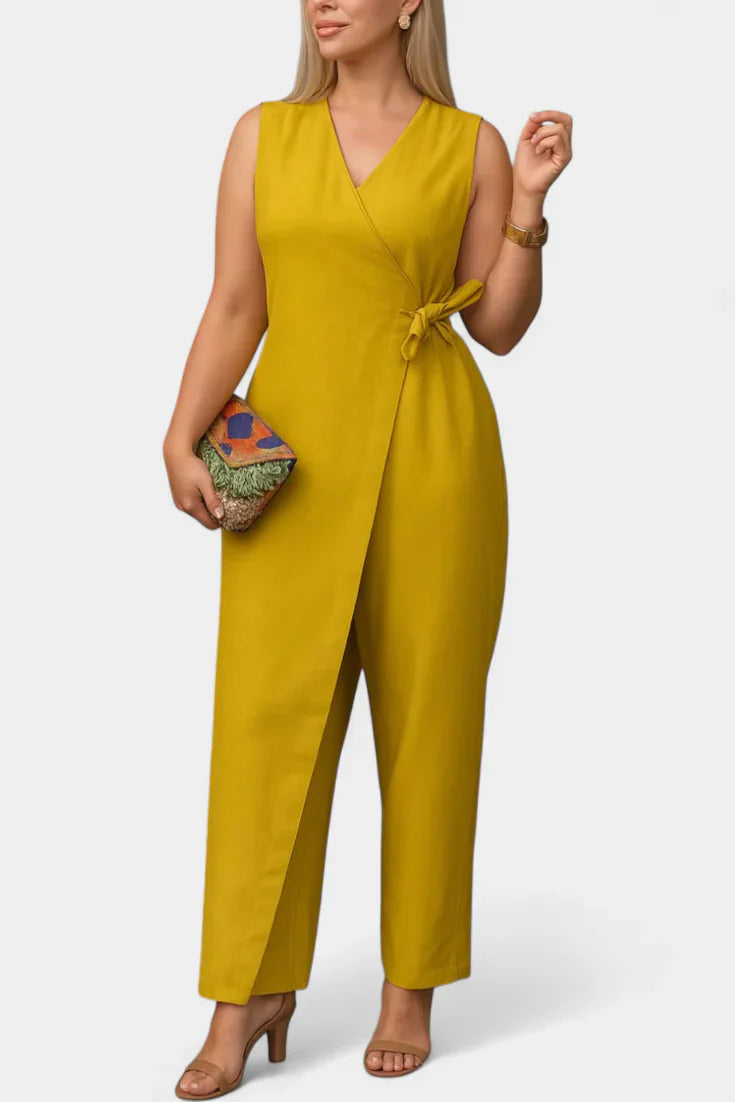 Zoe · Mono Elegante Favorcedor con escote en V y cinturón ajustable