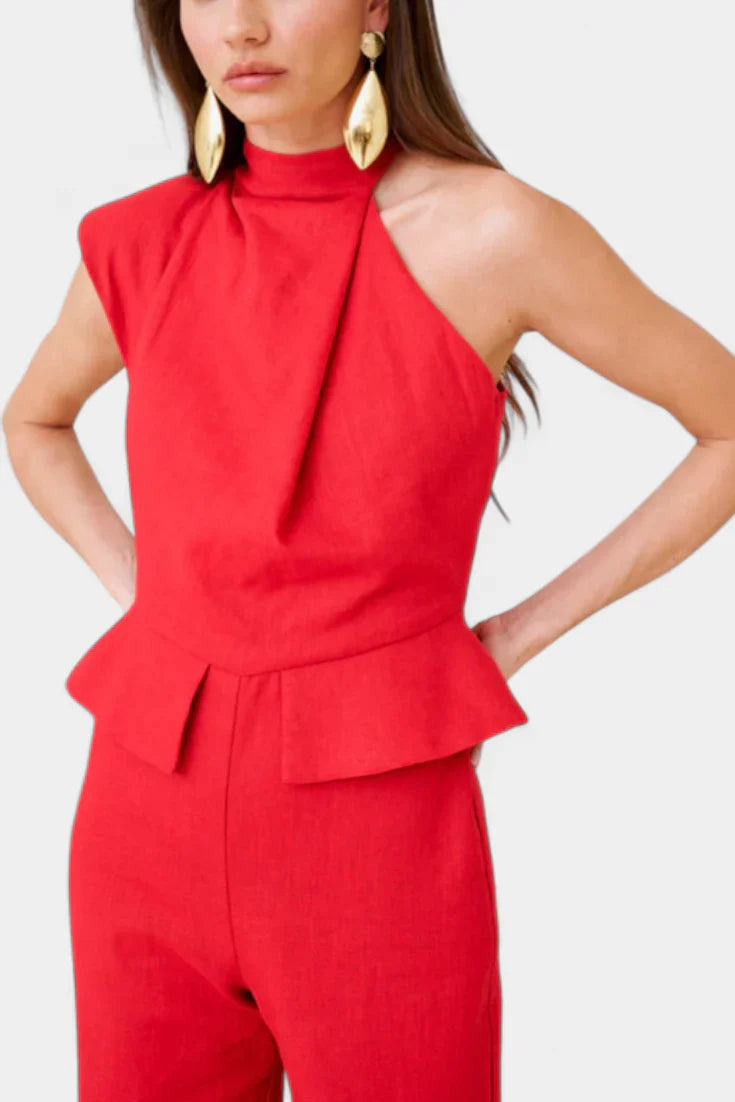 Neira · Mono largo asimétrico de lino y algodón