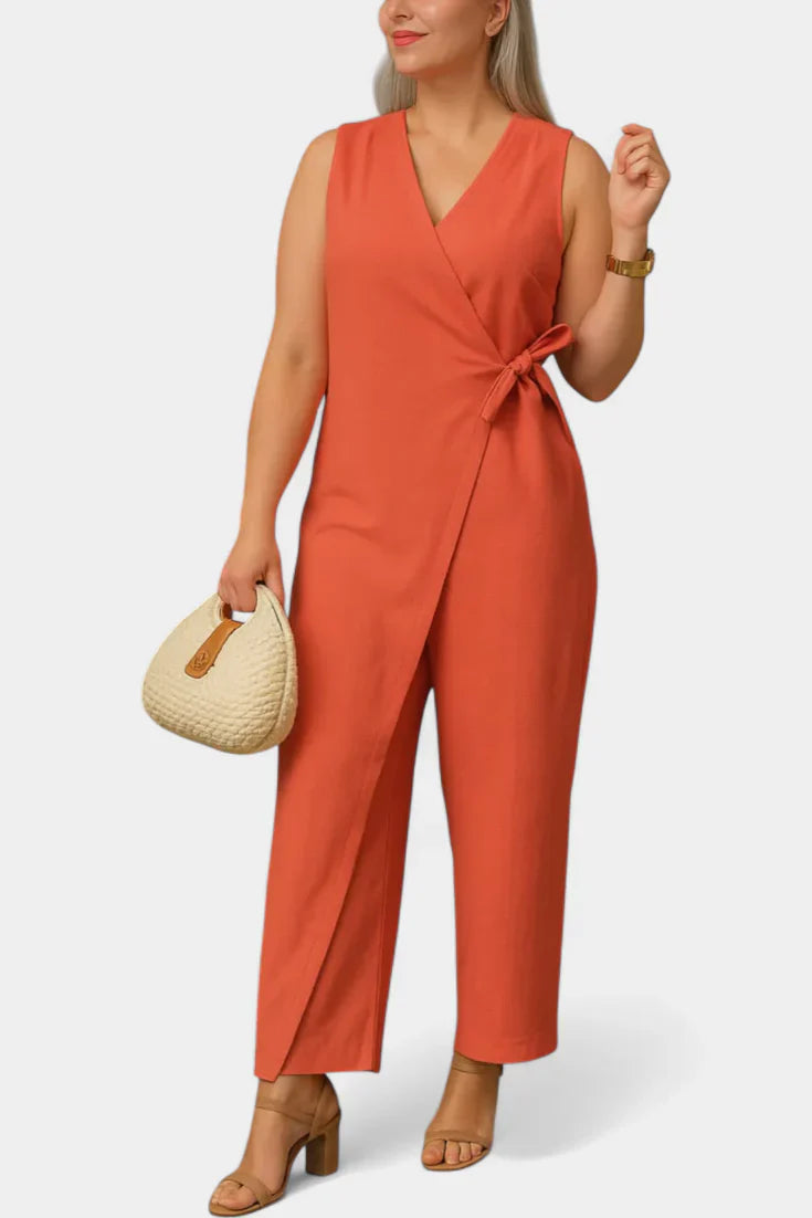 Zoe · Mono Elegante Favorcedor con escote en V y cinturón ajustable