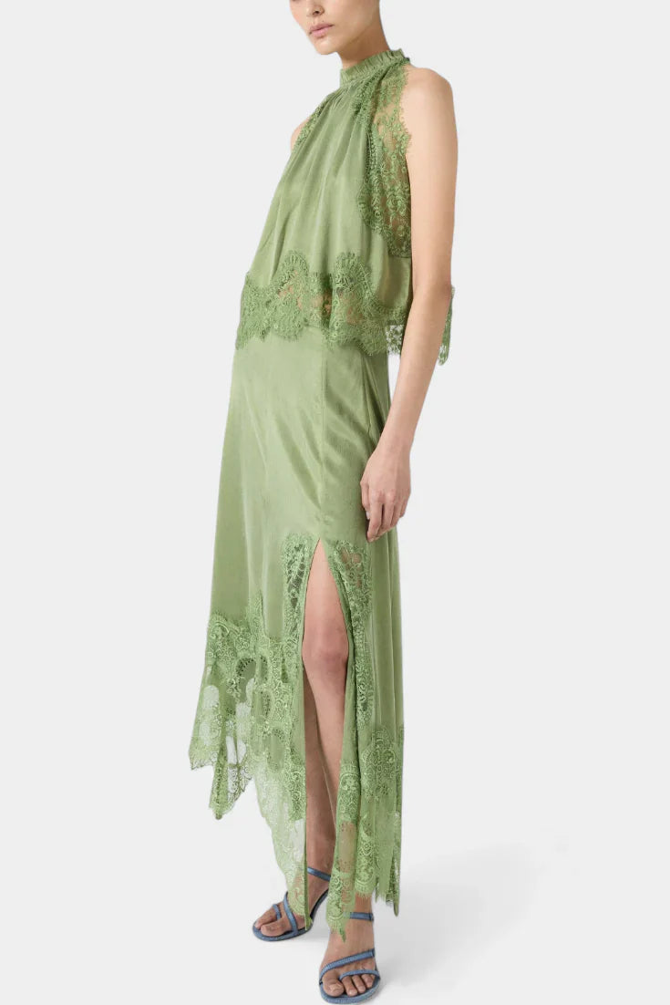 Coralena · Conjunto de encaje elegante con falda asimétrica