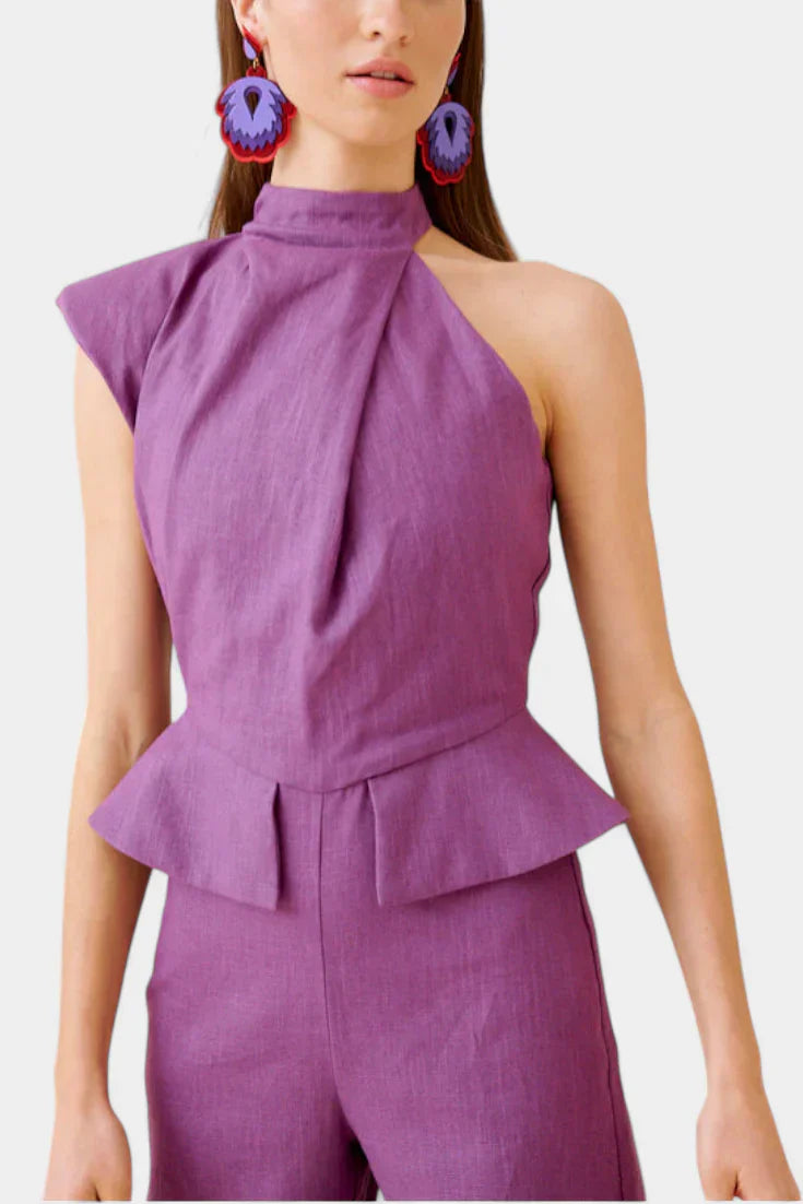 Neira · Mono largo asimétrico de lino y algodón