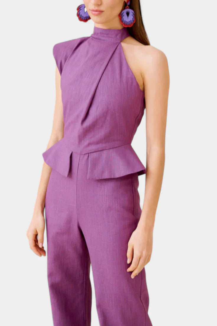 Neira · Mono largo asimétrico de lino y algodón