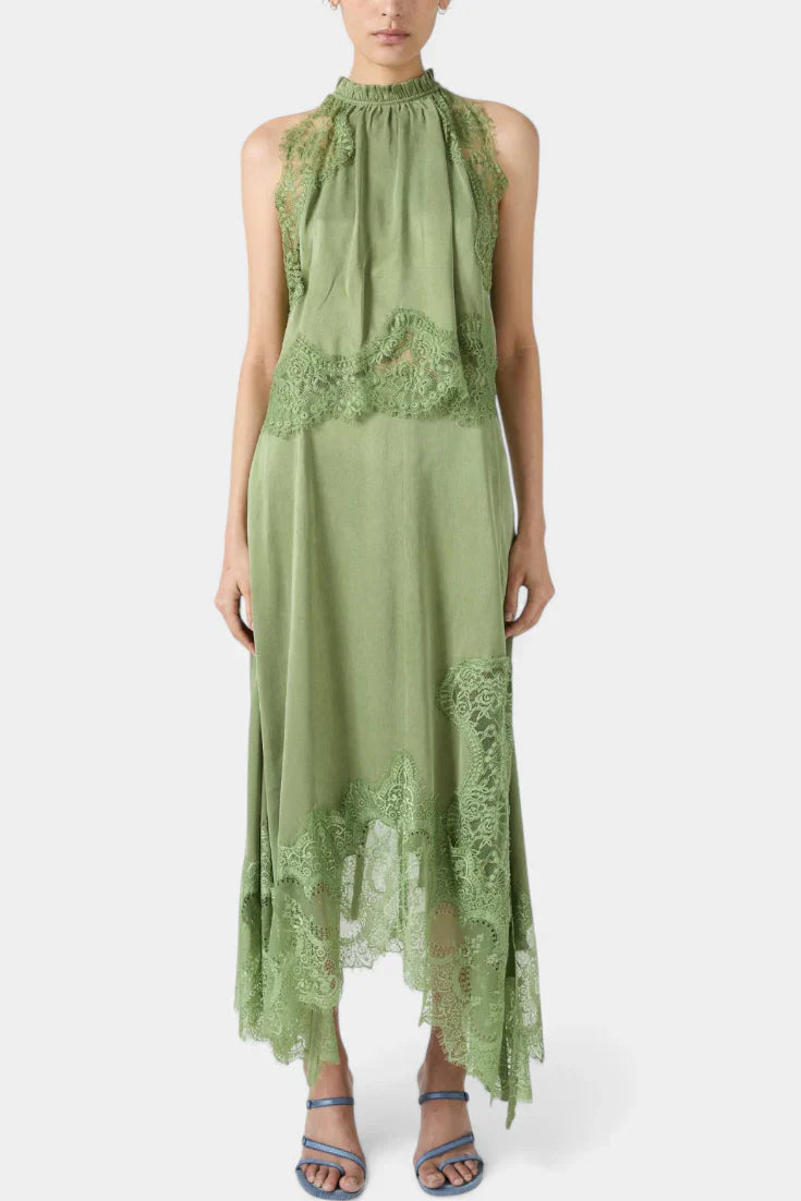 Coralena · Conjunto de encaje elegante con falda asimétrica