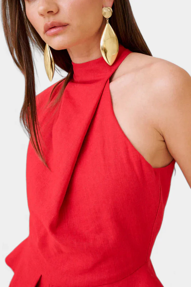 Neira · Mono largo asimétrico de lino y algodón